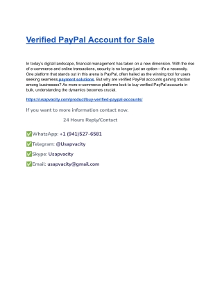 Verified PayPal Account for Sale