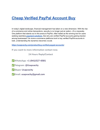 Cheap Verified PayPal Account Buy