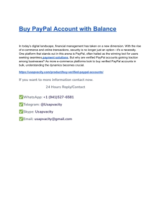 Buy PayPal Account with Balance
