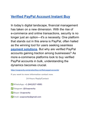 Verified PayPal Account Instant Buy
