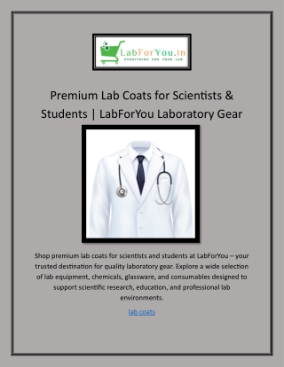 Premium Lab Coats for Scientists & Students | LabForYou Laboratory Gear