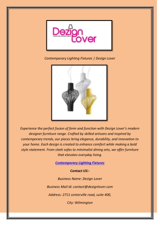 Contemporary Lighting Fixtures  Dezign Lover