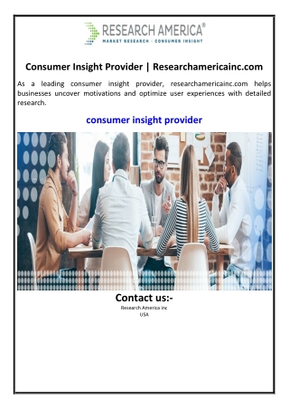 Consumer Insight Provider | Researchamericainc.com
