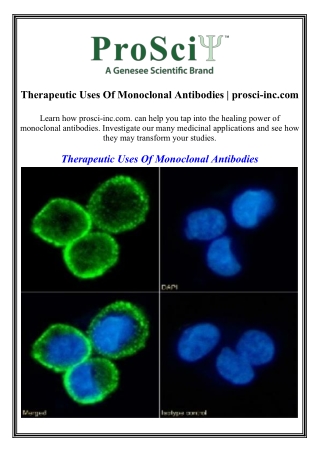 Therapeutic Uses Of Monoclonal Antibodies  prosci-inc.com
