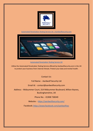 Automated Penetration Testing Service Uk | Aardwolfsecurity.com