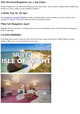 Explore Peaceful Detached Bungalows for Sale