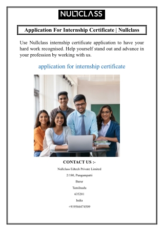 Application For Internship Certificate  Nullclass