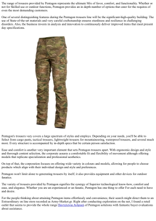 Pentagon: Setting Trends in Outdoor Fashion with Trousers