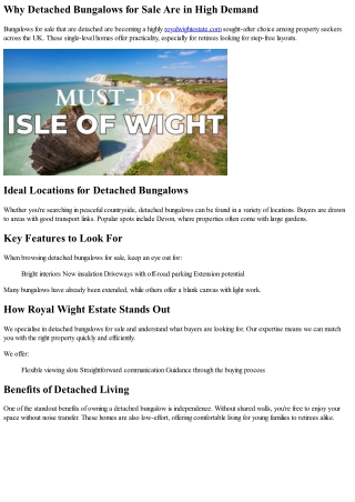 Find Out About Detached Bungalows for Sale