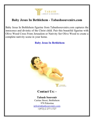 Baby Jesus In Bethlehem - Tabashsouvenirs.com