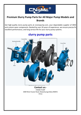 Premium Slurry Pump Parts for All Major Pump Models and Brands
