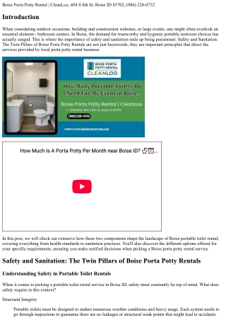 Security and Sanitation: The Twin Pillars of Boise Porta Potty Rentals