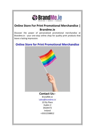 Online Store For Print Promotional Merchandise  Brandme.ie.