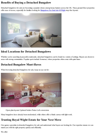 Find Out About Charming Detached Bungalows for Sale