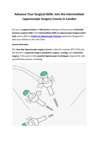 Intermediate Laparoscopic Surgery Course | RCS London