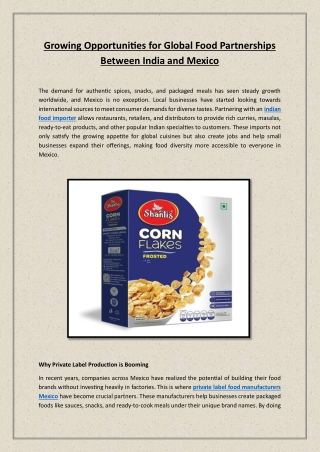 Growing Opportunities for Global Food Partnerships Between India and Mexico