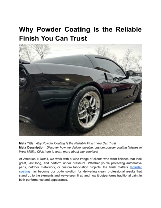 Why Powder Coating Is the Reliable Finish You Can Trust