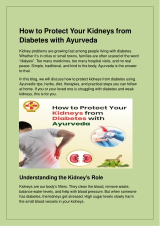 Protect Kidneys from Diabetes Naturally with Ayurveda at HiiMS