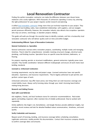 Local Renovation Contractor