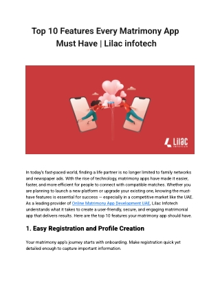 Top 10 Features Every Matrimony App Must Have