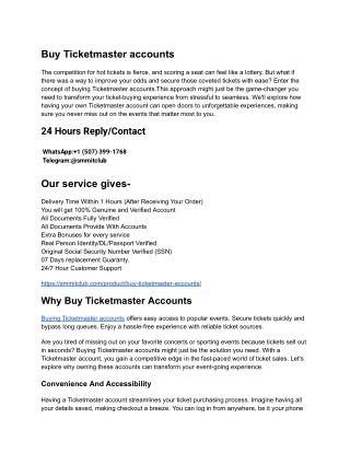 Cheapest Ticketmaster Accounts for Sale with Fast Delivery
