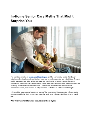 In-Home Senior Care Myths That Might Surprise You