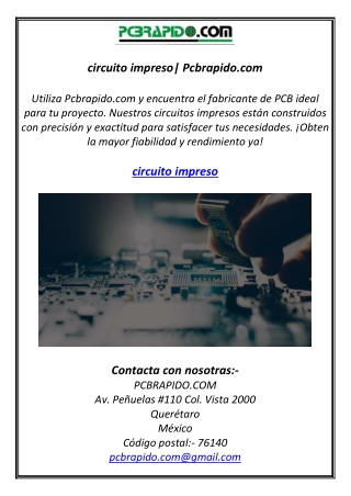 circuito impreso| Pcbrapido.com