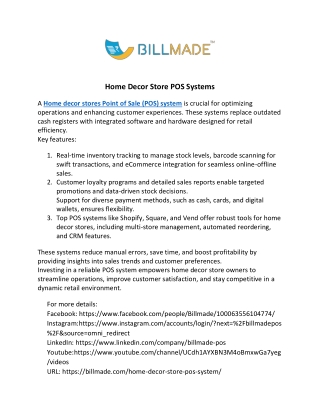 Home Decor Store POS System