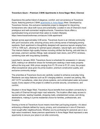 Traventure Azure – Premium 3 BHK Apartments in Anna Nagar West, Chennai