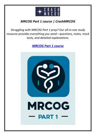 MRCOG Part 1 course | CrashMRCOG