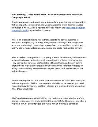 _Stop Scrolling – Discover the Most Talked-About Best Video Production Company in Kochi