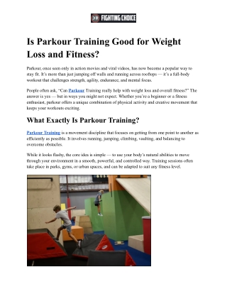 Is Parkour Training Good for Weight Loss and Fitness