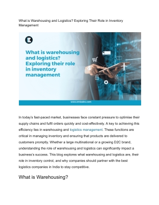 What is Warehousing and Logistics