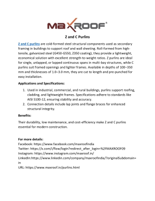 Z & C Purlins Manufacturers in India