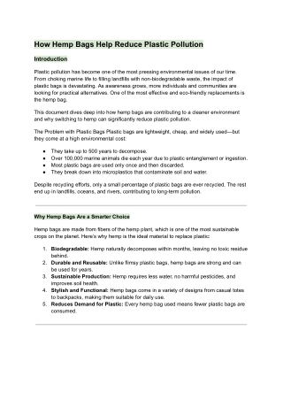 How hemp bags help to reduce plastic reduction?