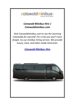 Cotswold Minibus Hire | Cotswoldminibus.com