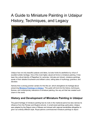 A Guide to Miniature Painting in Udaipur History, Techniques, and Legacy