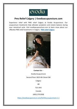 Pms Relief Calgary | Evodiaacupuncture.com