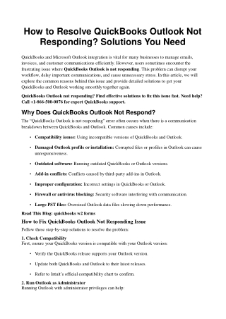 QuickBooks Outlook Not Responding? Fix It Now