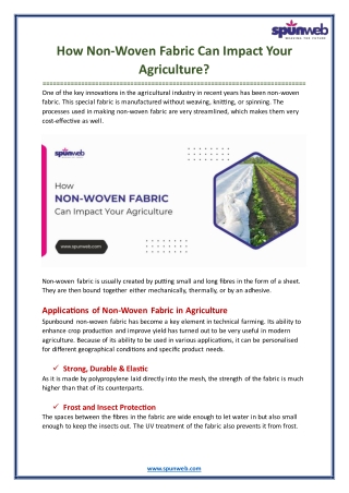How Non-Woven Fabric Can Impact Your Agriculture?