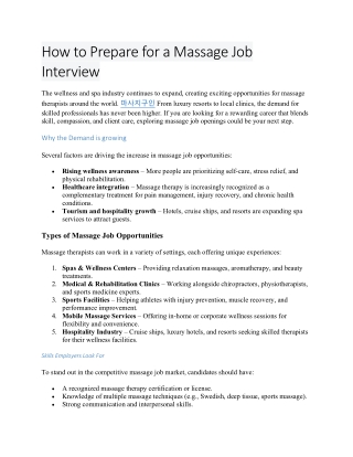 How to Prepare for a Massage Job Interview