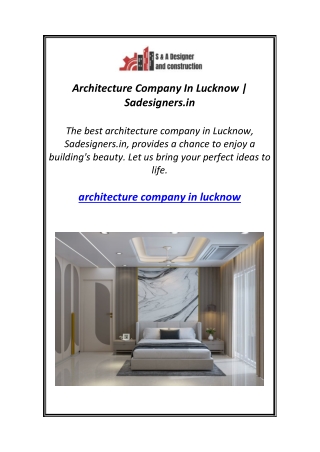 Architecture Company In Lucknow | Sadesigners.in