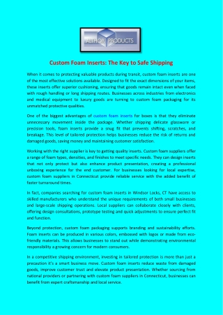 Custom Foam Inserts The Key to Safe Shipping