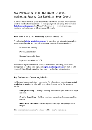 Why Partnering with the Right Digital Marketing Agency Can Redefine Your Growth