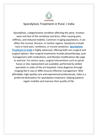 Spondylosis Treatment in Pune