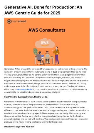 Generative AI, Done for Production An AWS-Centric Guide for 2025