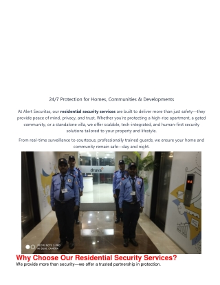 Residential Security Services – 24/7 Trusted Protection for Families