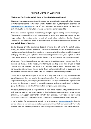 Asphalt Dump in Waterloo