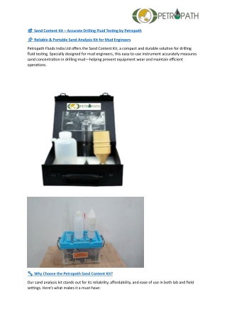 Sand Content Kit – Accurate Drilling Fluid Testing by Petropath