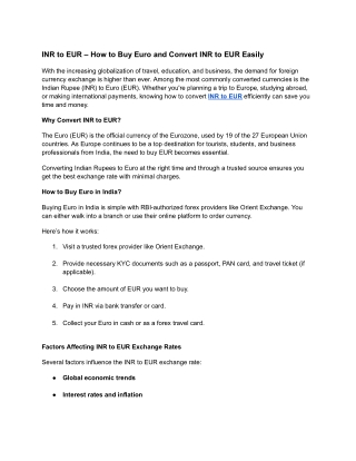 Convert INR to EUR – Live Rates & Secure Currency Exchange